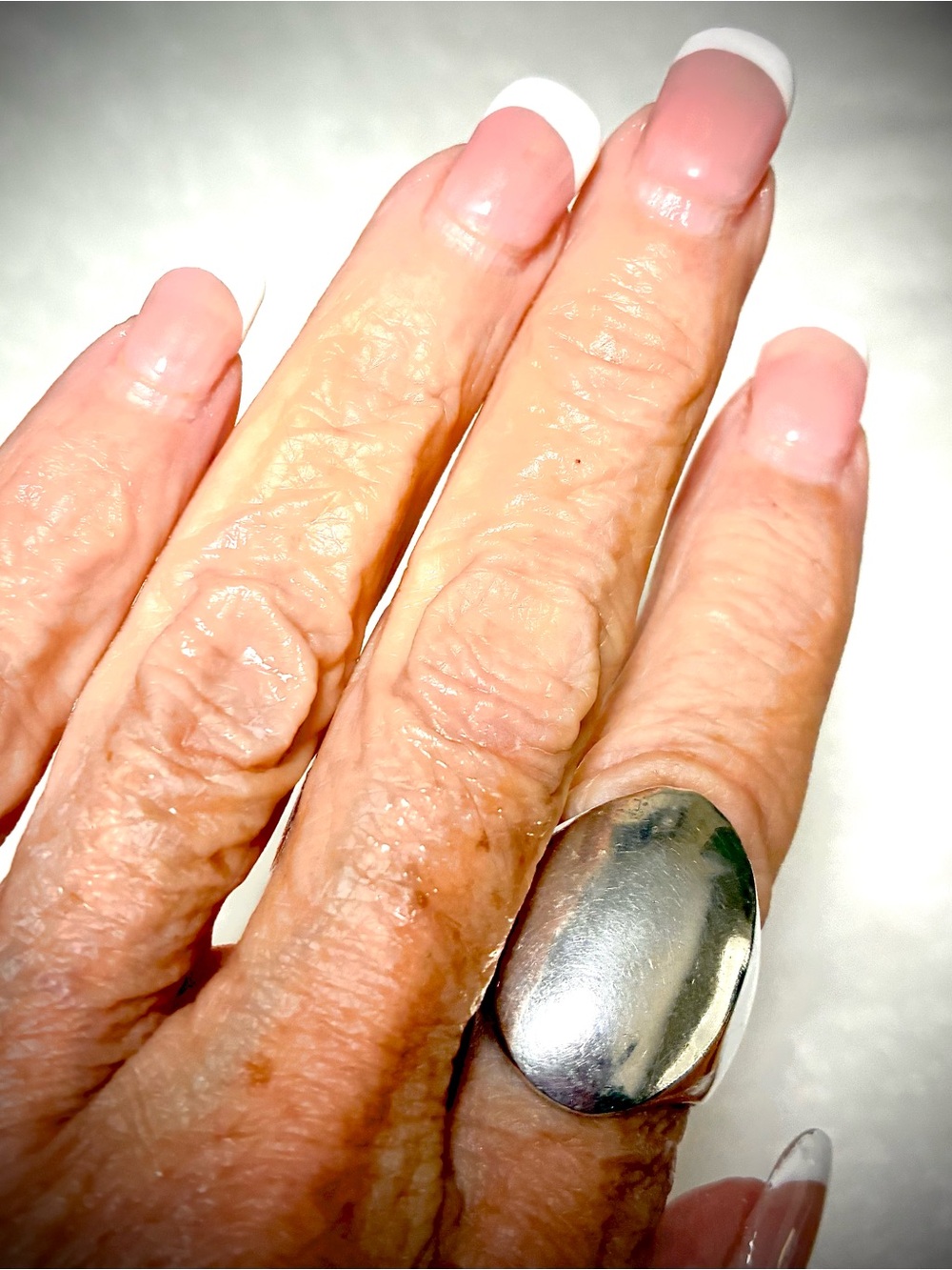 Vintage Mexican Sterling Silver Oval dome ring stamped TF – 52